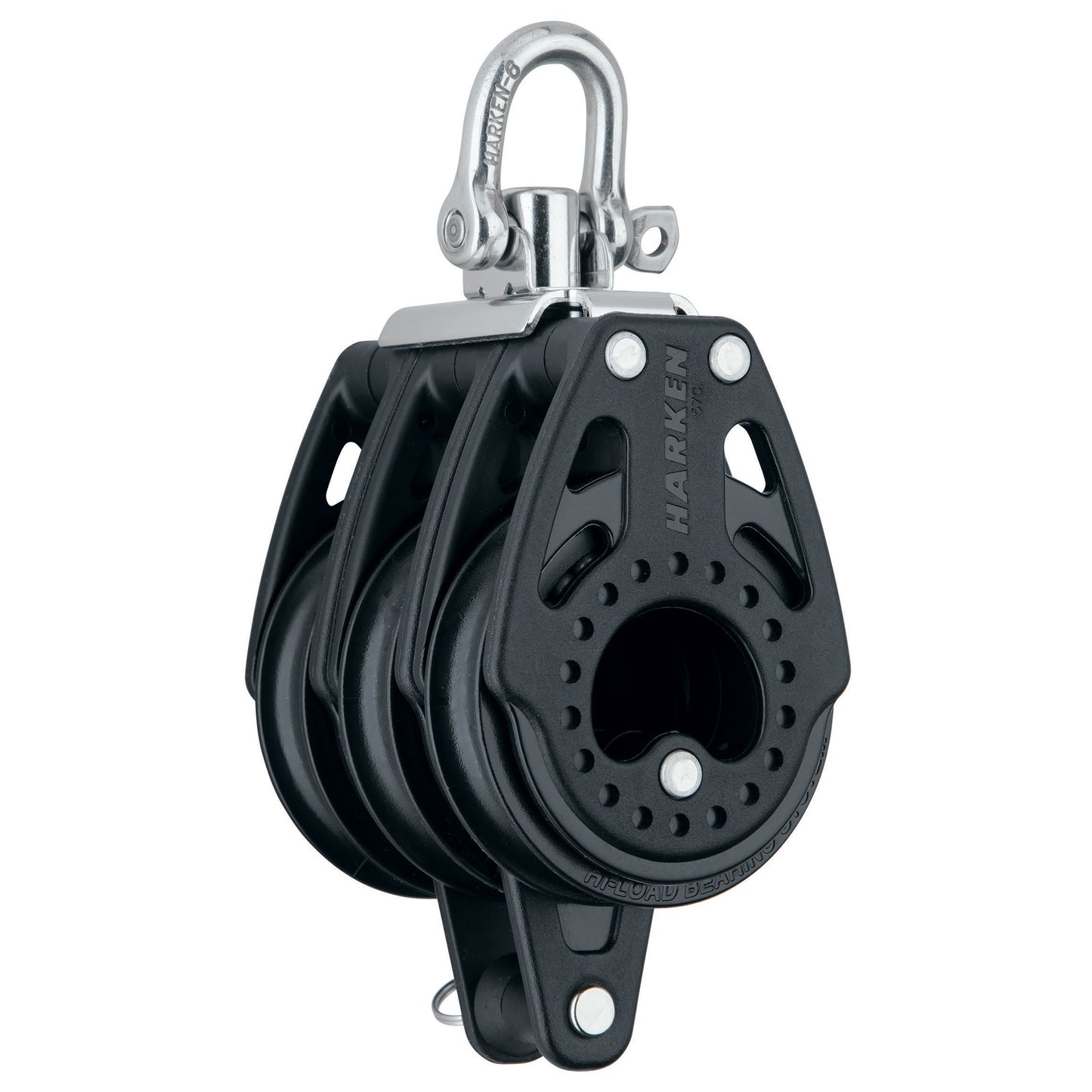 Black Harken 57mm Triple Block with Swivel and Becket - Part Number 2605