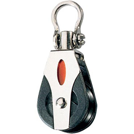 Black sheave and Stainless Steel side plates with swivel post and shackle