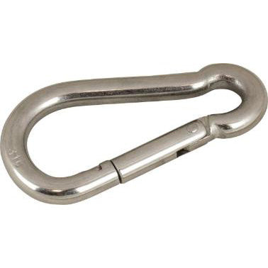 2 Inch long open eye spring clip with an interlocking bar gate.