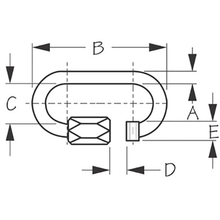 Diagram drawing of stainless steel quick link.