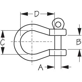 Technical drawing of Sea Dog bow shackle.