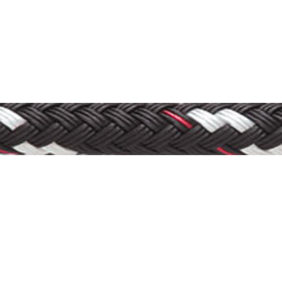 Double braid Sta-Set rope, black with white flecks and red tracer.