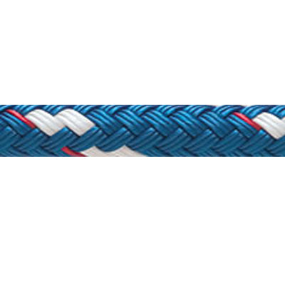 Double braid Sta-Set rope, blue with white flecks and red tracer.