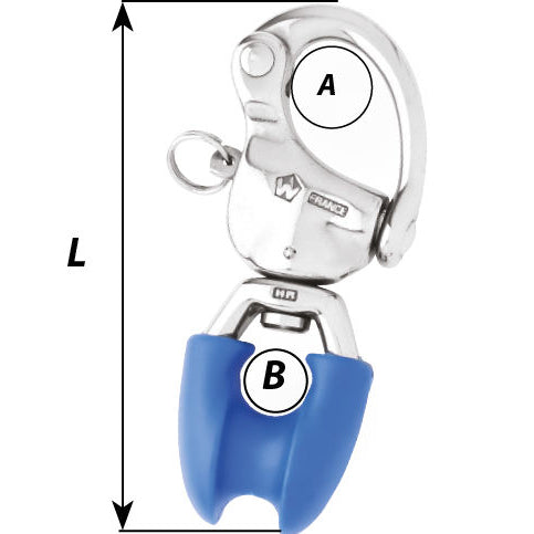 Wichard HR Snap Shackle, with Thimble Eye - Length: 3-3/4" (95 mm)