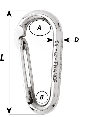 Technical drawing of Wichard symmetric carbin hook without eye.