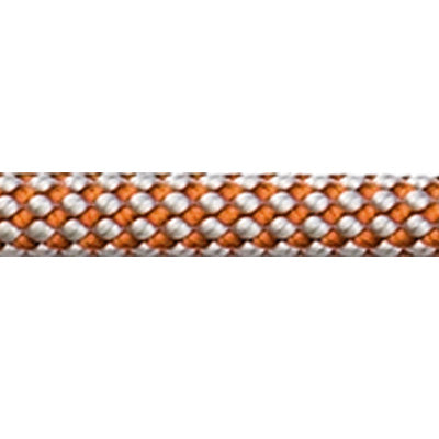 Orange and white Robline Dingy rope, rope pattern is orange with white flecks in a weaved diamond pattern.