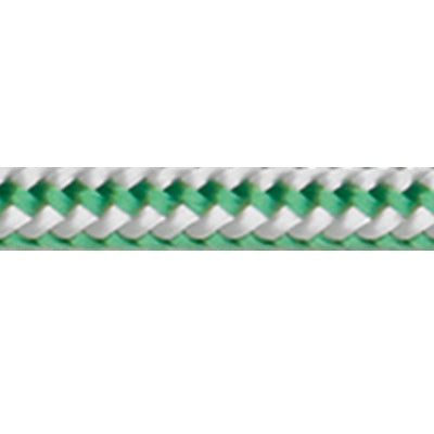 Green Robline Dingy rope, rope pattern is green with white flecks running through the length of the line.