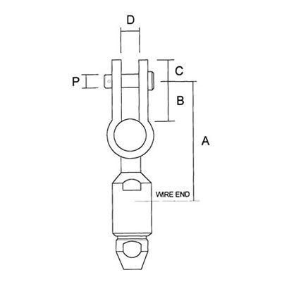 Sta-Lok Toggle Fork for 5/32" (4mm) wire x 5/16" Pin - SLTF0510