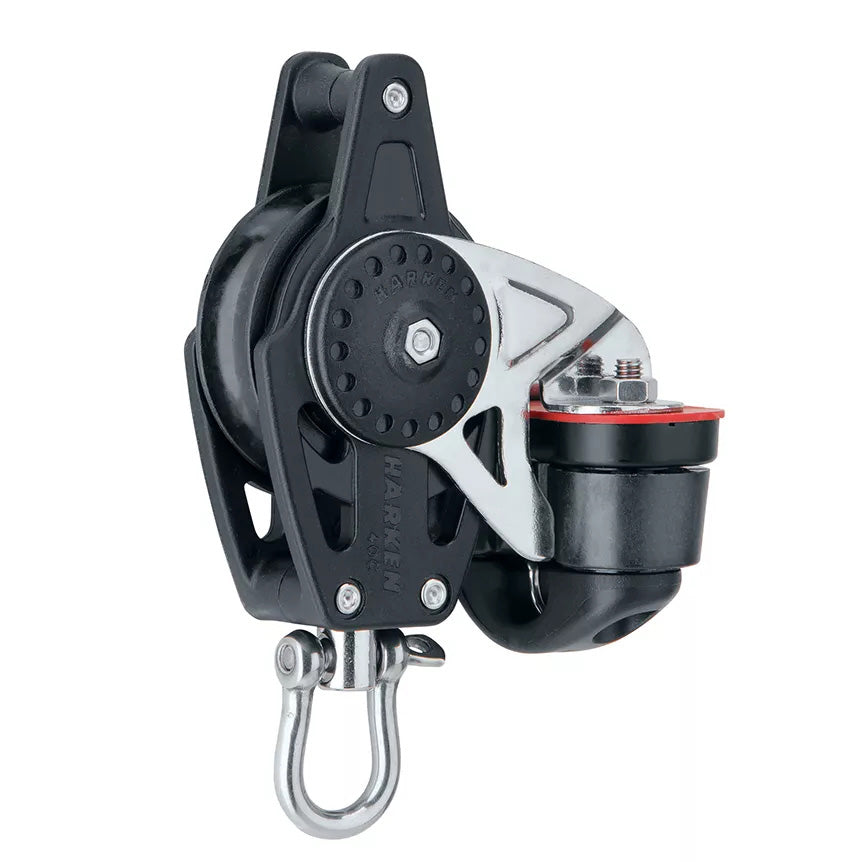 Black Harken 40mm Block with Swivel, Becket, and Cam Cleat 2646