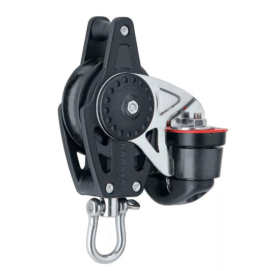 Black Harken 40mm Block with Swivel, Becket, and Cam Cleat 2646