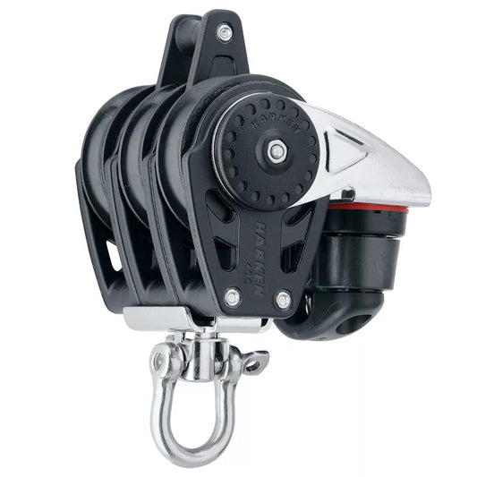Black Harken 40mm Triple Block with Swivel Becket, and Cam Cleat 2648