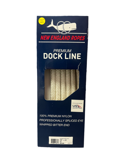 Nylon Double Braid Dock Line 5/8" x 35', White