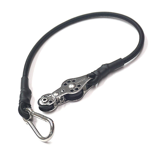 15” x 1 / 4” Shock Cord with Spring Clip and double sheave inline pulley on each end