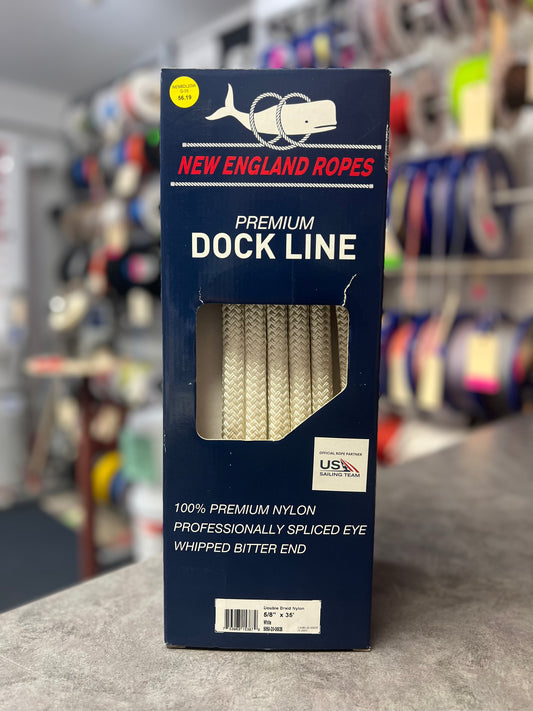 Nylon Double Braid Dock Line 5/8" x 35', White