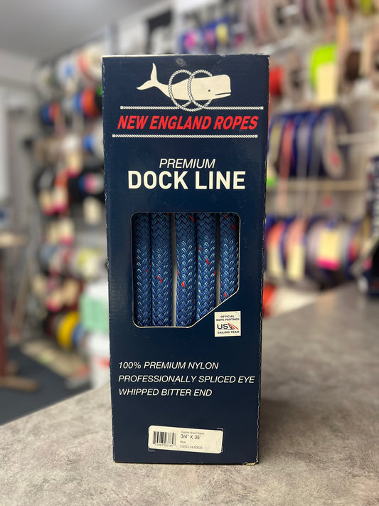 Nylon Double Braid Dock Line 3/4" x 35', Blue