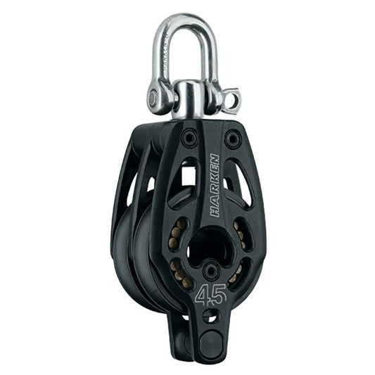Harken 45 mm Aluminum Double Block — Swivel, Becket - #3394