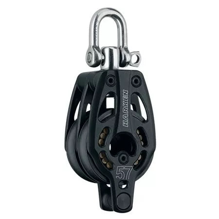 Harken 3218 - 57mm Aluminum Double Block with Swivel and Becket