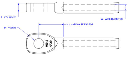 Swage Marine Eye, 1/2", Wire, 7/8" Pin - SWME1628-3 ( #ME16 )
