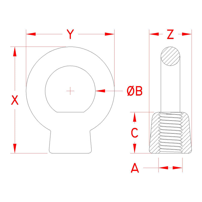 Drawing of Stainless Steel Eye Nut
