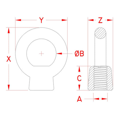 Drawing of Stainless Steel Eye Nut