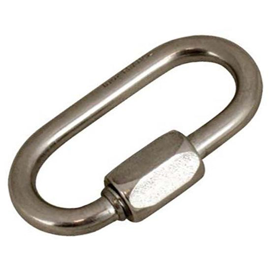 3/16 inch thick bar in an oval shape with an entry on one side via a threaded gate.