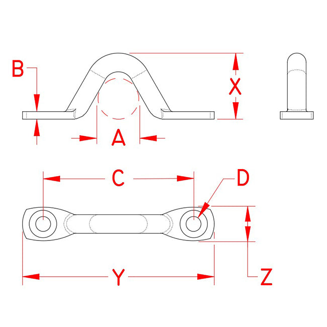 Drawing of Stainless Steel Heavy Duty Pad Eye, part number SUNS3719-1005