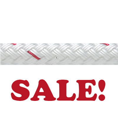 New England Ropes Sta-Set Rope with slim red tracer and the text "Sale!" posted under the rope.