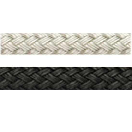 Solid white double braid rope and solid black double braid rope.