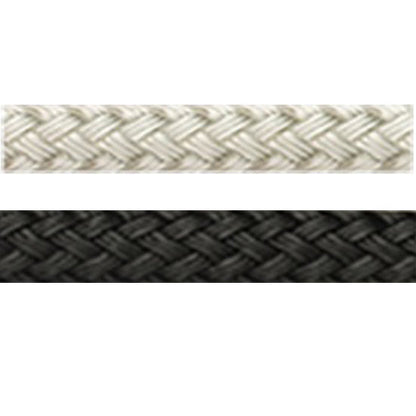 Solid white double braid rope and solid black double braid rope.