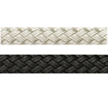 Solid white double braid rope and solid black double braid rope.