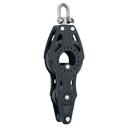 Black Harken 57mm Carbo Fiddle Block with Swivel and Becket - Part Number 2622