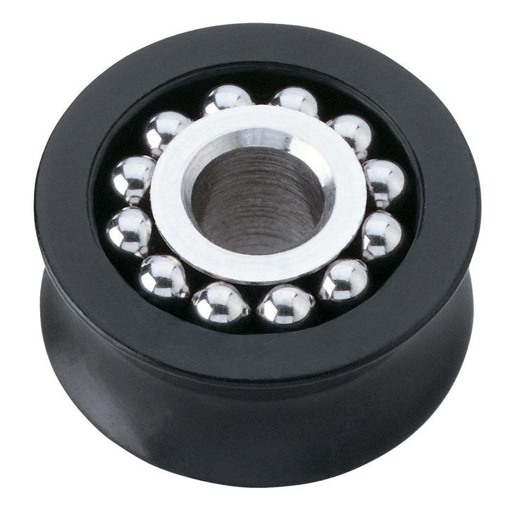 Harken Sheave, Delrin Black, Ball Bearing; OD 5/8", ID 3/16", Width 5/16", Max Line 3/16" - #415