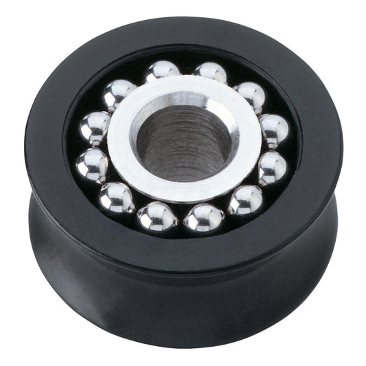 Harken Sheave, Delrin Black, Ball Bearing; OD 5/8", ID 3/16", Width 5/16", Max Line 3/16" - #415