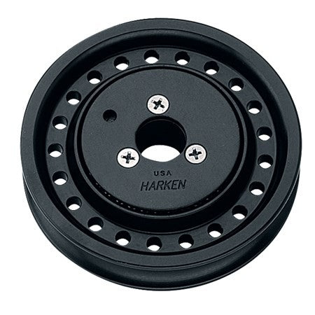 Harken Sheave, Aluminum, Ball Bearing; OD 4", ID 11/16", Width 7/8", Max Line 1/2", Max Wire 5/16" - #712
